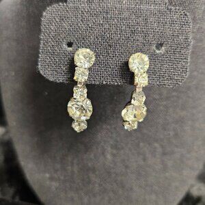 Screw back rhinestone drop earrings
